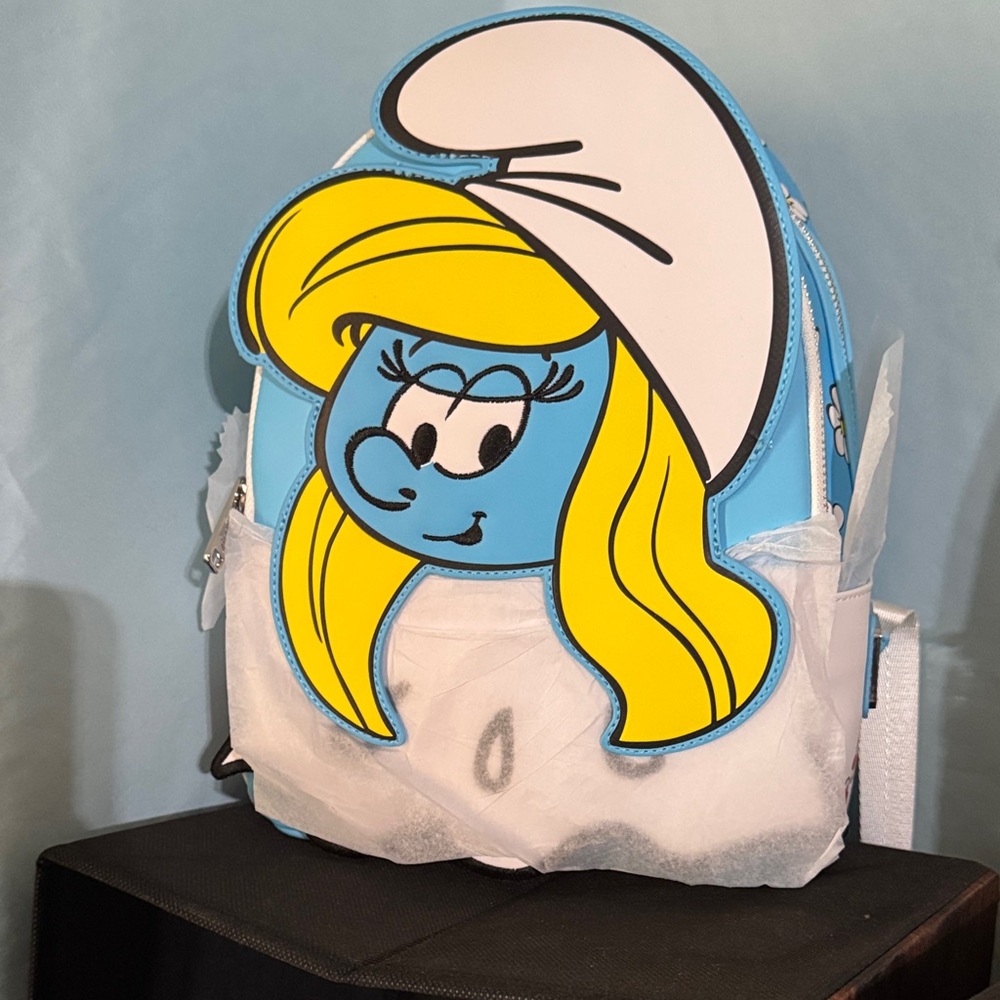 Loungefly Smurfette Mini Backpack in Blue and Yellow